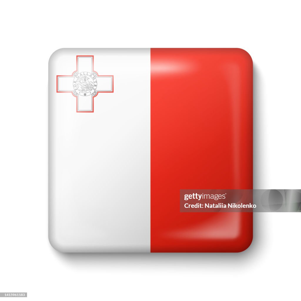 Malta Flag - Square Glossy Icon.