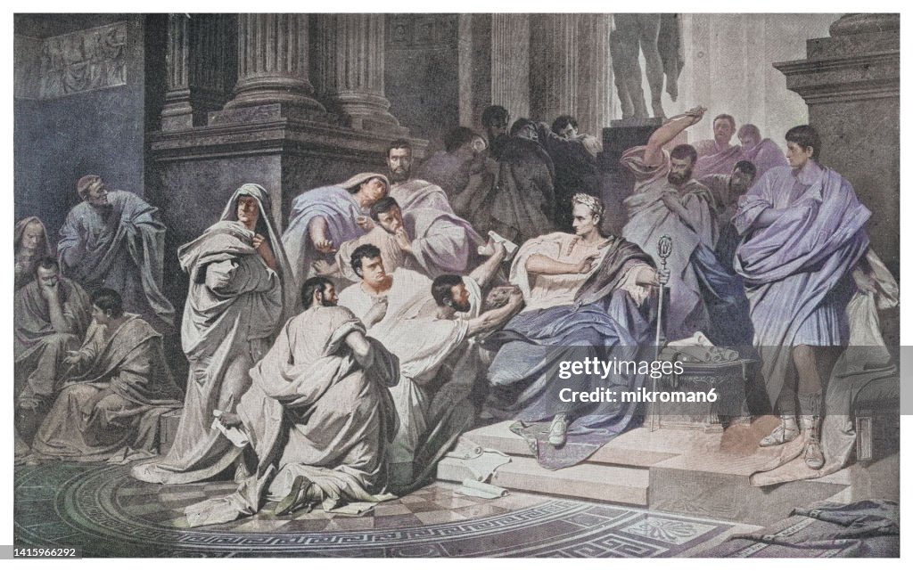Old engraved illustration of Death of Julius Caesar, Ides of March