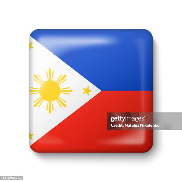 philippines flag - square glossy icon. - philippines flag stock illustrations