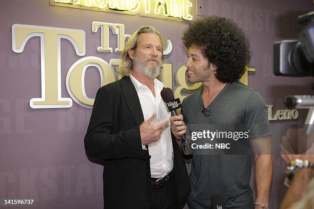 Episode 4098 -- Pictured: Actor/musician Jeff Bridges talks with Brian Branley backstage on August 30, 2011 -- Photo by: Paul Drinkwater/NBC/NBCU...