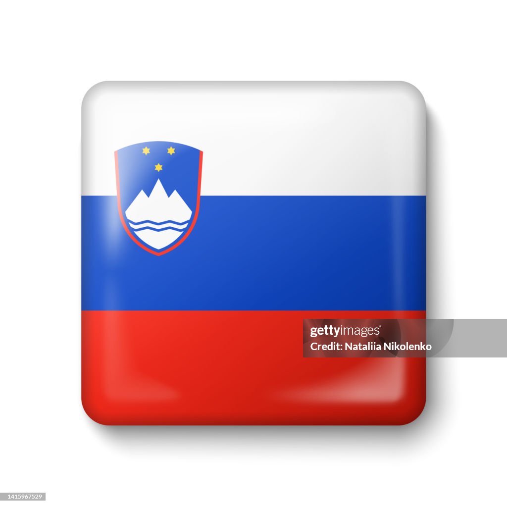 Slovenia Flag - Square Glossy Icon.