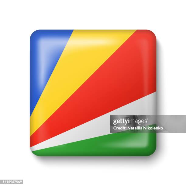 seychelles flag - square glossy icon. - seychelles stock illustrations