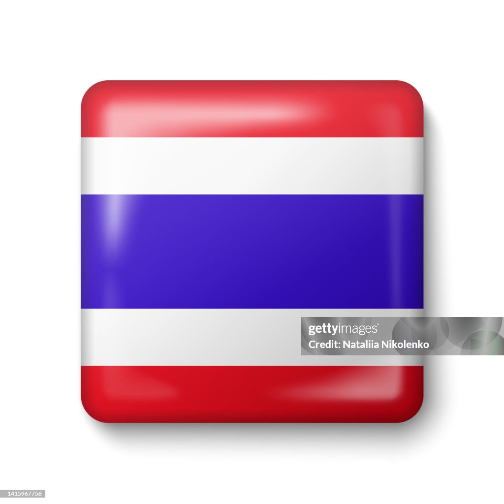 Thailand Flag - Square Glossy Icon.