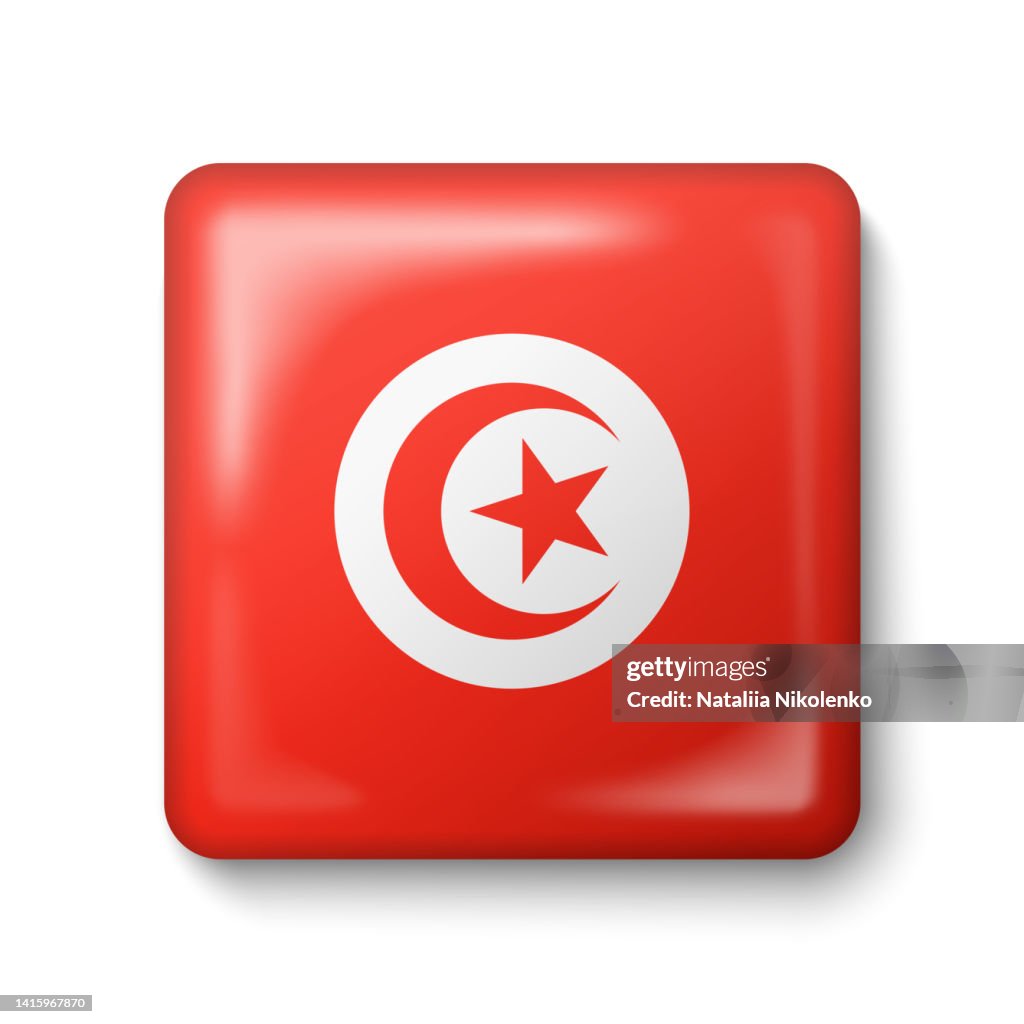 Tunisia Flag - Square Glossy Icon.