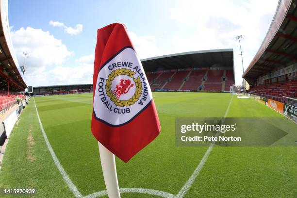 A general view of Mornflake Stadium prior to the Sky Bet League Two between Crewe Alexandra and Northampton Town at Mornflake Stadium on August 20,...