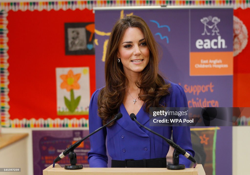Catherine, Duchess Of Cambridge Visits The Treehouse Children's Centre