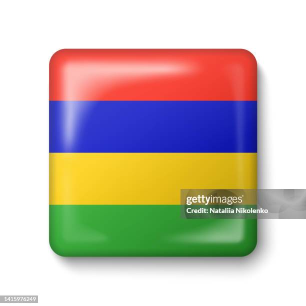 mauritius flag - square glossy icon. - mauritius stock illustrations