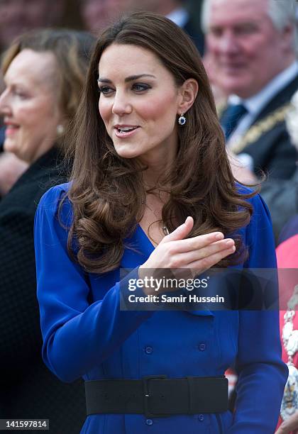 Catherine, Duchess of Cambridge arrives to officially open The Treehouse Children's Hospice on March 19, 2012 in Ipswich, England.