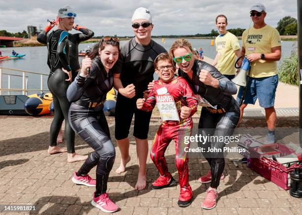 Menna Fitzpatrick , Ethan Fanneran-Burley and Jen Kehoe attend the Superhero Series' Superhero Tri 2022, powered by Marvel at Eton College Dorney...