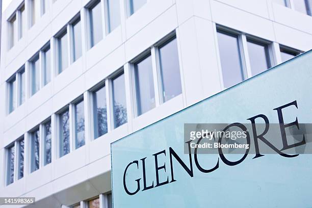 Sign is seen outside the headquarters of Glencore International Plc in Baar, Switzerland, on Monday, March 19, 2012. Glencore International Plc Chief...