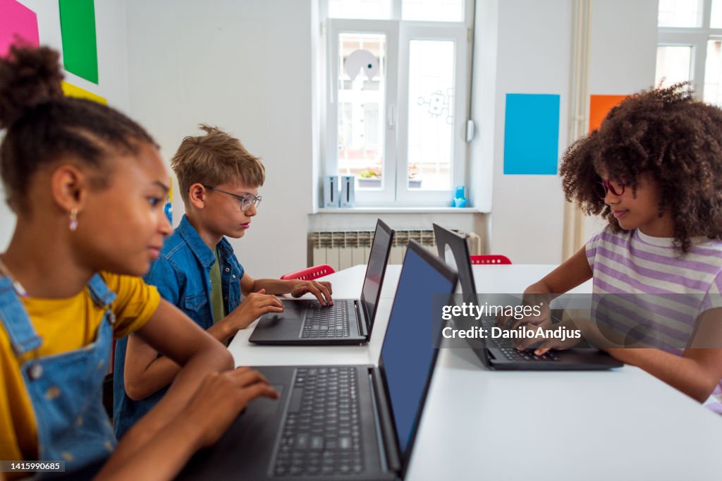 Young students learn about coding in elementary school