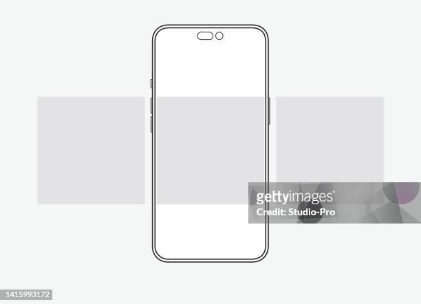 social media post mockup. wireframe design similar to iphone with blank screen for social media network carousel ui - liquid crystal display stock illustrations
