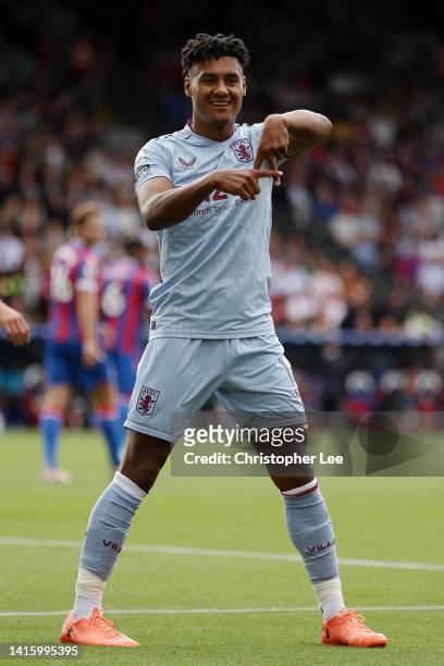 Ollie Watkins of Aston Villa celebrates their sides first goal during the Premier League match between Crystal Palace and Aston Villa at Selhurst...