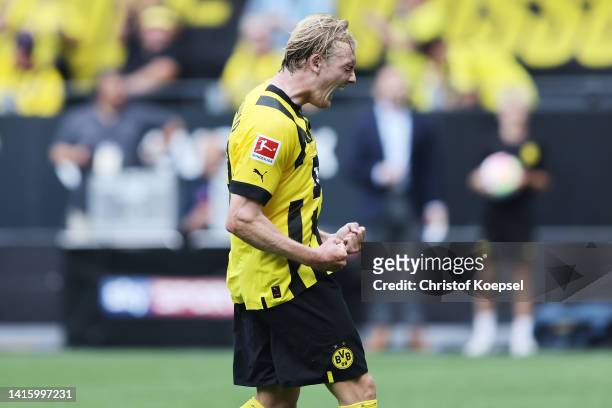 Julian Brandt of Dortmund celebrates his first goal during the Bundesliga match between Borussia Dortmund and SV Werder Bremen at Signal Iduna Park...