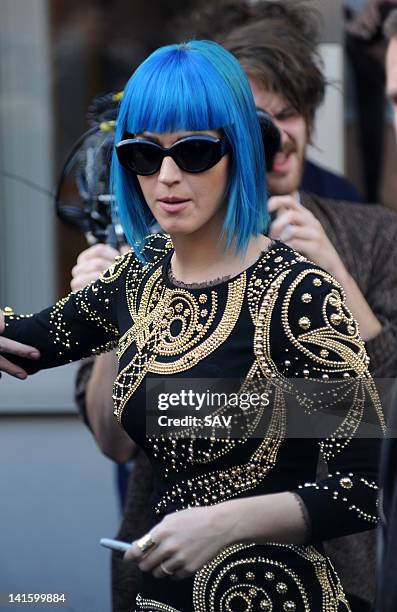 Katy Perry is seen at the BBC Maida Vale studios on March 19, 2012 in London, England.