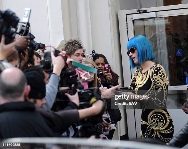 Katy Perry is seen at the BBC Maida Vale studios on March 19, 2012 in London, England.