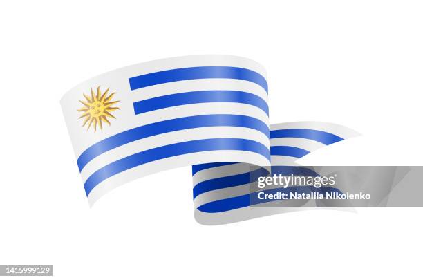 waving uruguay flag. national waving flag on a white background. - uruguay stock illustrations
