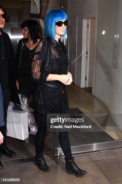 Katy Perry seen shopping at Dover St Market in Mayfair on March 19, 2012 in London, England.