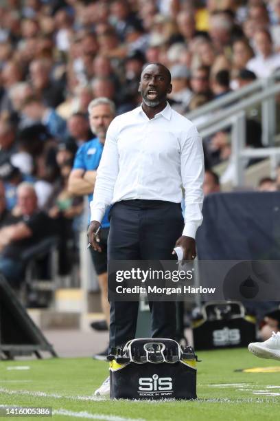 Jimmy Floyd Hasslebain, Manager of Burton Albion reacts during the Sky Bet League One match between Burton Albion and Port Vale at Pirelli Stadium on...