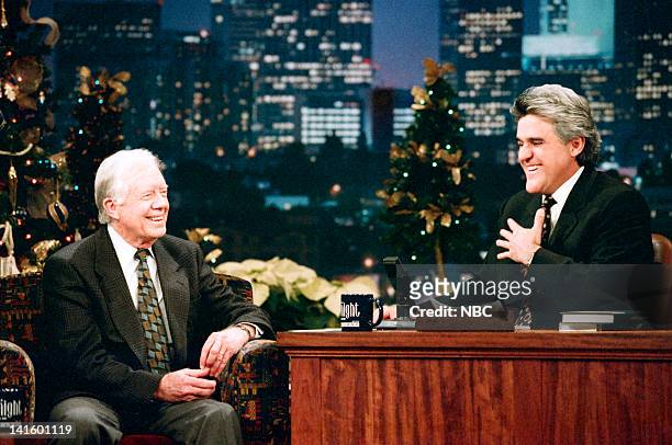 Episode 1054 -- Pictured: Former U.S. President Jimmy Carter, host Jay Leno on December 17, 1996 --