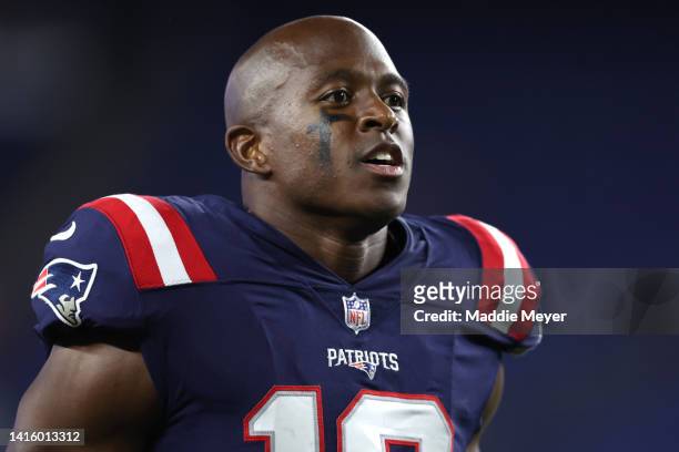 Matthew Slater of the New England Patriots looks on after the preseason game between the New England Patriots and the Carolina Panthers at Gillette...