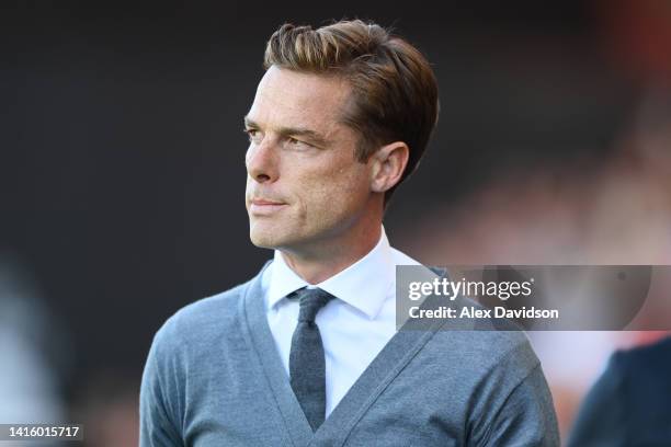 Scott Parker, Manager of AFC Bournemouth looks on during the Premier League match between AFC Bournemouth and Arsenal FC at Vitality Stadium on...