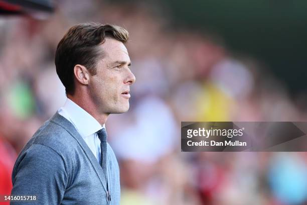 Scott Parker, Manager of AFC Bournemouth looks on during the Premier League match between AFC Bournemouth and Arsenal FC at Vitality Stadium on...