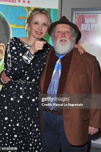 Julie Delpy and her father Albert Delpy attend '2 Days In New York' Paris Premiere at Mk2 Bibliotheque on March 19, 2012 in Paris, France.