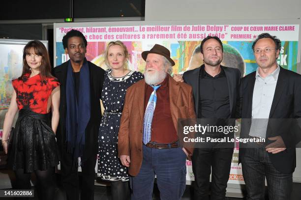 Alexia Landeau, Chris Rock, Julie Delpy, Albert Delpy, Alex Nahon and Christophe Mazodier attend '2 Days In New York' Paris Premiere at Mk2...