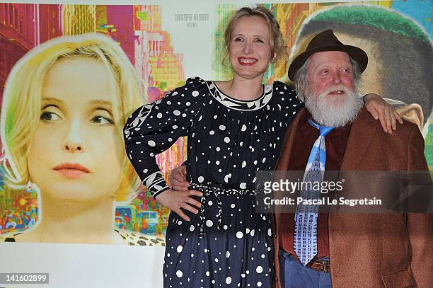 Julie Delpy and her father Albert Delpy attend '2 Days In New York' Paris Premiere at Mk2 Bibliotheque on March 19, 2012 in Paris, France.
