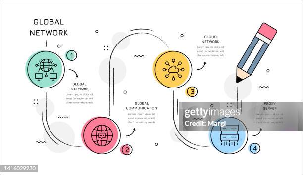 global network infographic concept - engineer computer stock illustrations