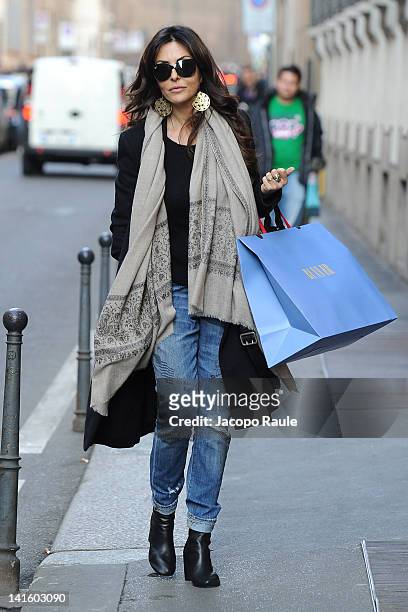 Sabrina Ferilli is seen on March 19, 2012 in Milan, Italy.