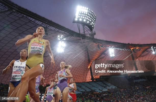 Christina Hering of Germany competes during the Athletics - Women's 800m Final on day 10 of the European Championships Munich 2022 at Olympiapark on...