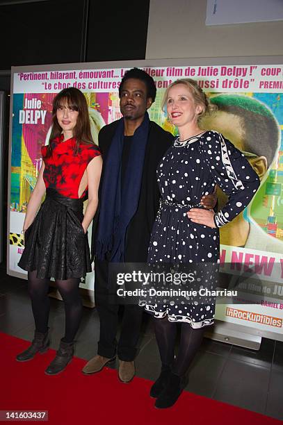 Alexia Landeau, Chris Rock and Julie Delpy attend '2 Days In New York' Premiere at Mk2 Bibliotheque on March 19, 2012 in Paris, France.