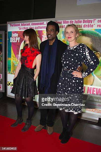 Alexia Landeau, Chris Rock and Julie Delpy attend '2 Days In New York' Premiere at Mk2 Bibliotheque on March 19, 2012 in Paris, France.