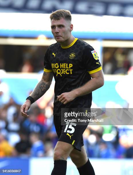 Jason Kerr of Wigan Athletic during the Sky Bet Championship match between Birmingham City and Wigan Athletic at St Andrews on August 20, 2022 in...