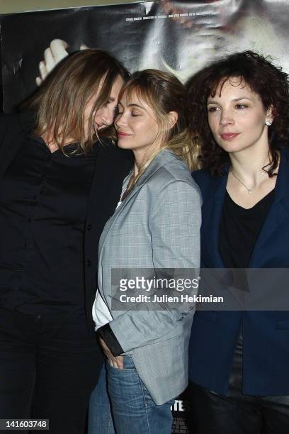 Virginie Despentes, Emmanuelle Beart and Melanie Martinez Llense attend 'Bye Bye Blondie' Paris premiere at UGC Cine Cite des Halles on March 19,...