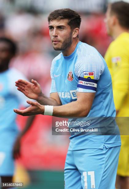 Lynden Gooch of Sunderland during the Sky Bet Championship between Stoke City and Sunderland at Bet365 Stadium on August 20, 2022 in Stoke on Trent,...