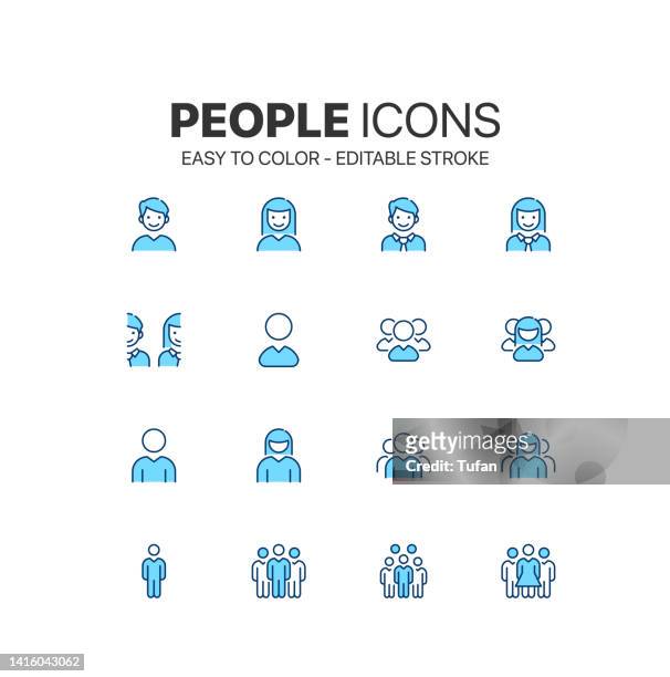 people icon set easy to color. people talking symbol vector. grouping, business people and teamwork icon - easy icon stock illustrations