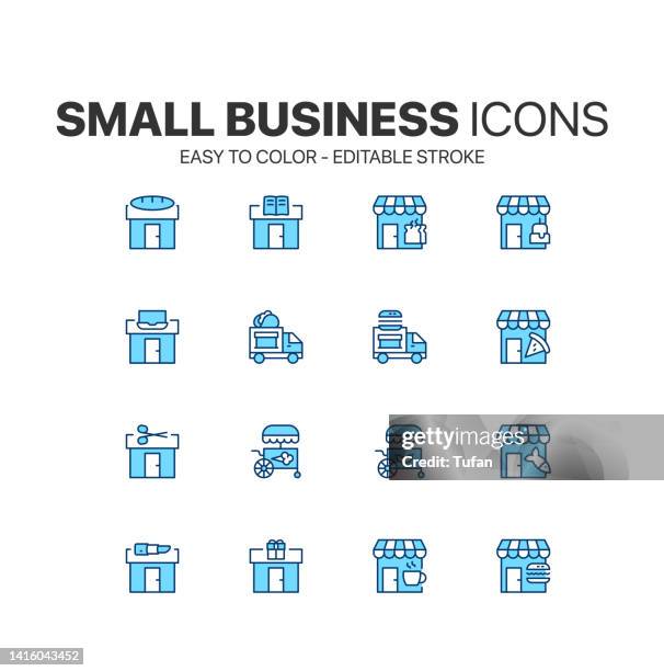 symbol für kleine unternehmen. einfach zu färben. enterprise, shop und small business clipart - pizzeria stock-grafiken, -clipart, -cartoons und -symbole