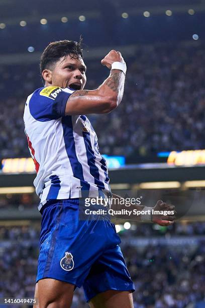 Francisco Evanilson de Lima of FC Porto celebrates after scoring his team's first goal during the Liga Portugal Bwin match between FC Porto and...
