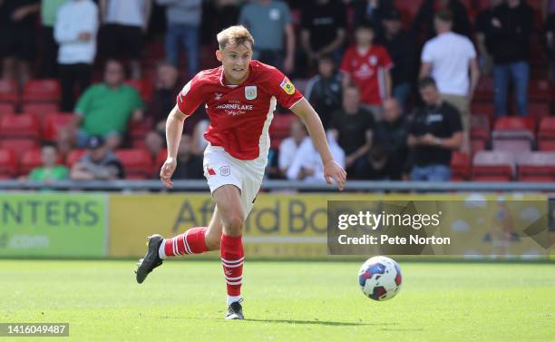 Zac Williams of Crewe Alexandra in action during the Sky Bet League Two between Crewe Alexandra and Northampton Town at Mornflake Stadium on August...