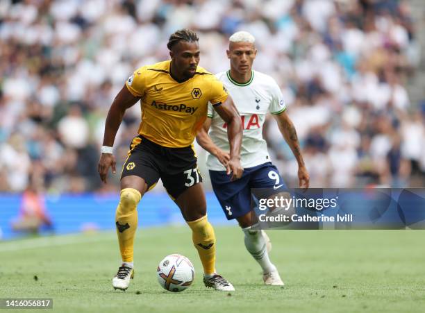 Adama Traore of Wolverhampton Wanderers during the Premier League match between Tottenham Hotspur and Wolverhampton Wanderers at Tottenham Hotspur...