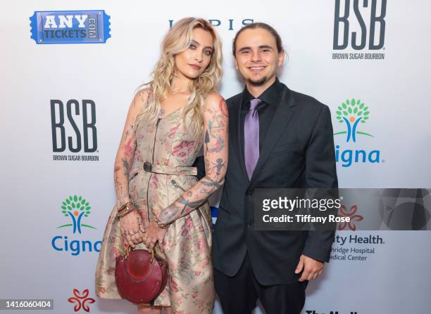 Paris Jackson and Prince Jackson arrive at the 22nd Annual Harold and Carole Pump Foundation Gala at The Beverly Hilton on August 19, 2022 in Beverly...