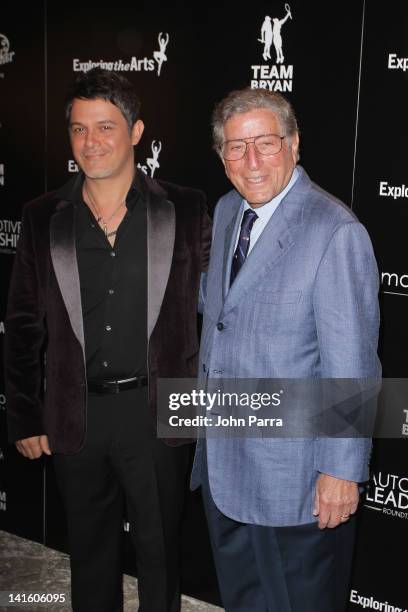 Alejandro Sanz and Tony Bennett attend the Tony Bennett Benefit Gala at Vizcaya Museum and Gardens on March 19, 2012 in Miami, Florida.