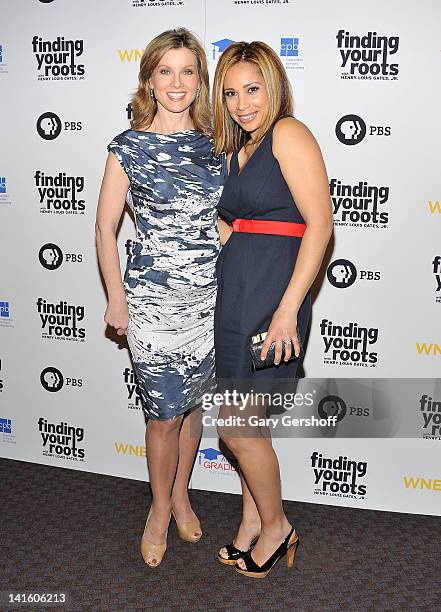 News personalities Jodi Applegate and Dari Alexander attend the "Finding Your Roots" New York premiere at Frederick P. Rose Hall, Jazz at Lincoln...