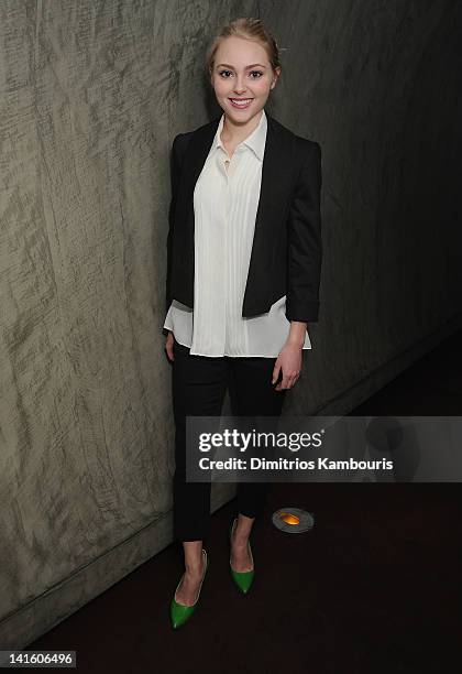 Actress AnnaSophia Robb attends the after party for the Giorgio Armani & The Cinema Society screening of "Intruders" at The Double Seven on March 19,...