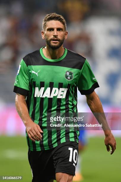 Domenico Berardi of US Sassuolo looks on during the Serie A match between US Sassuolo and US Lecce at Mapei Stadium - Citta' del Tricolore on August...