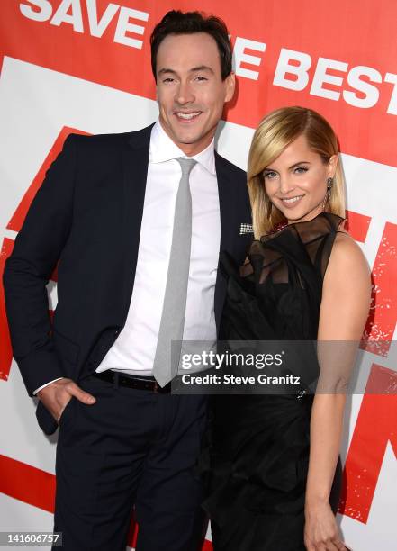 Chris Klein and Mena Suvari attends the "American Reunion" Los Angeles Premiere March 19, 2012 in Hollywood, California.