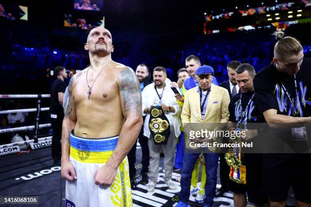 Oleksandr Usyk looks on after their victory over Anthony Joshua in their World Heavyweight Championship fight during the Rage on the Red Sea...